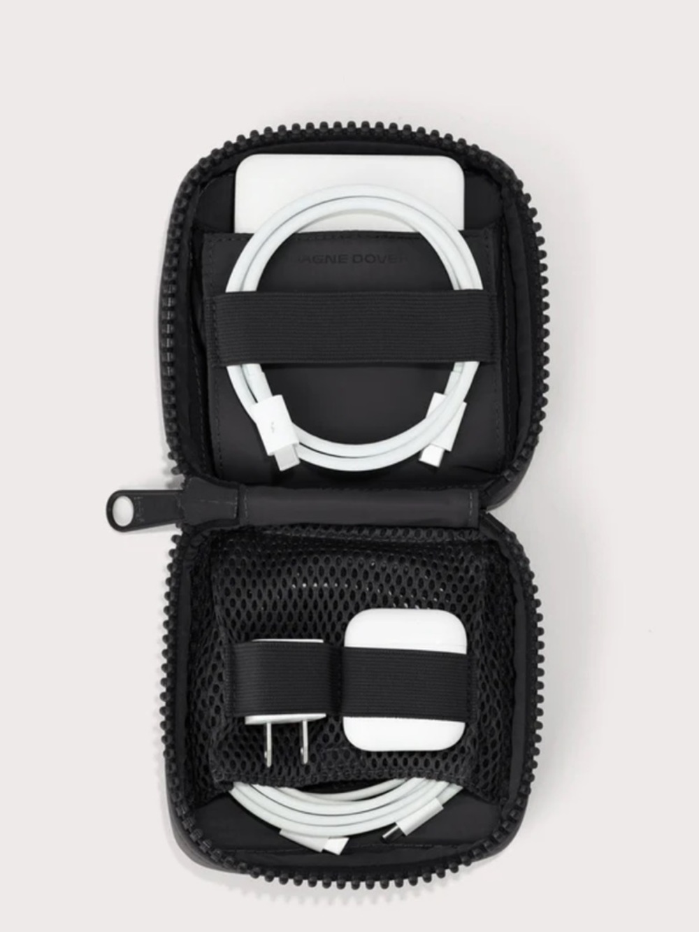 Dagne Dover Black Tech Organizer with Elastic Cable Strap